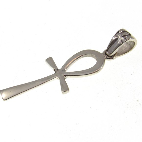 Handcrafted Solid 925 Sterling Silver Ancient Egyptian Ankh Cross Pendant - Picture 4 of 5